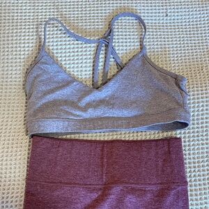 We Over Me Gray and Maroon Leggings Set